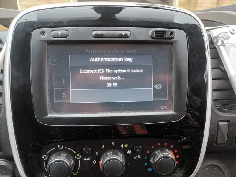 Dacia MediaNav showing System Locked Please Wait 30 minutes message